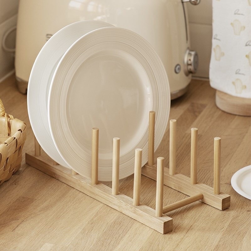 Solid Wood Bamboo Plate Racks Multipurpose Shelves Drainboard Kitchen