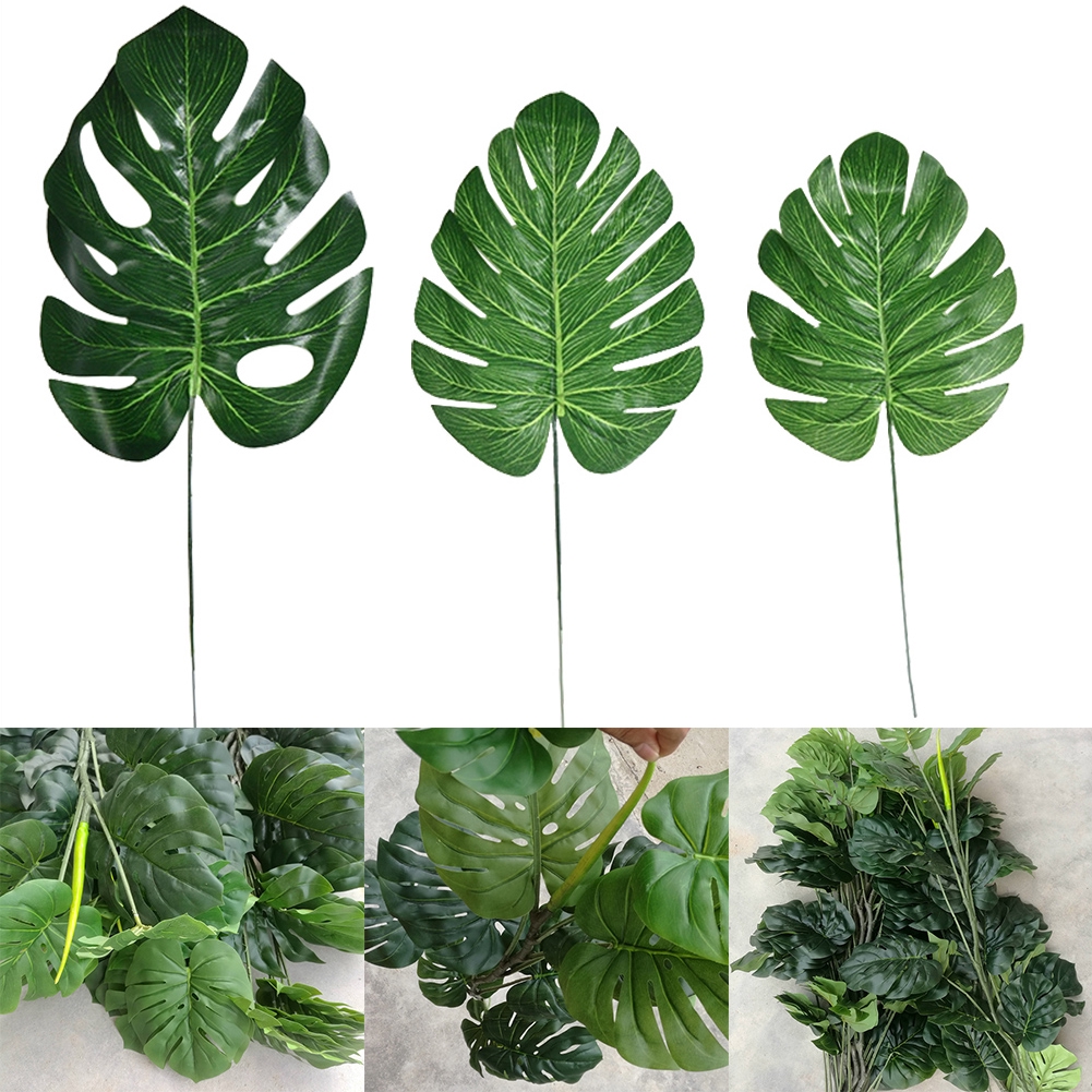 12P Tropical Single Large Artificial Leaves Plastic Silk Shopee