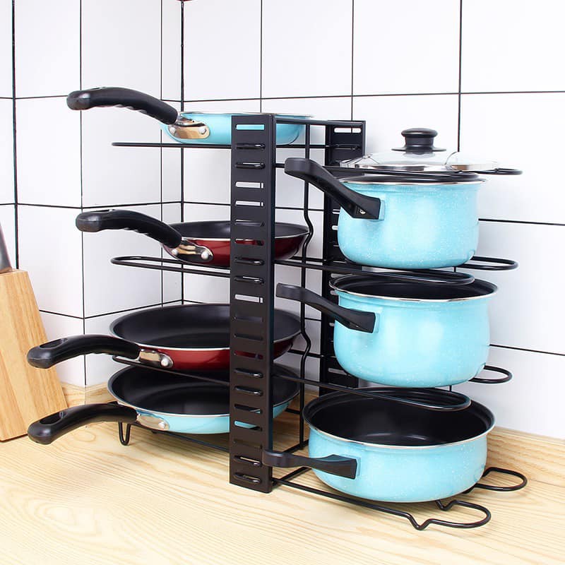 Pot Rack OrganizerAdjustable 8+ Pots and Pans Oragnizer with 3 DIY