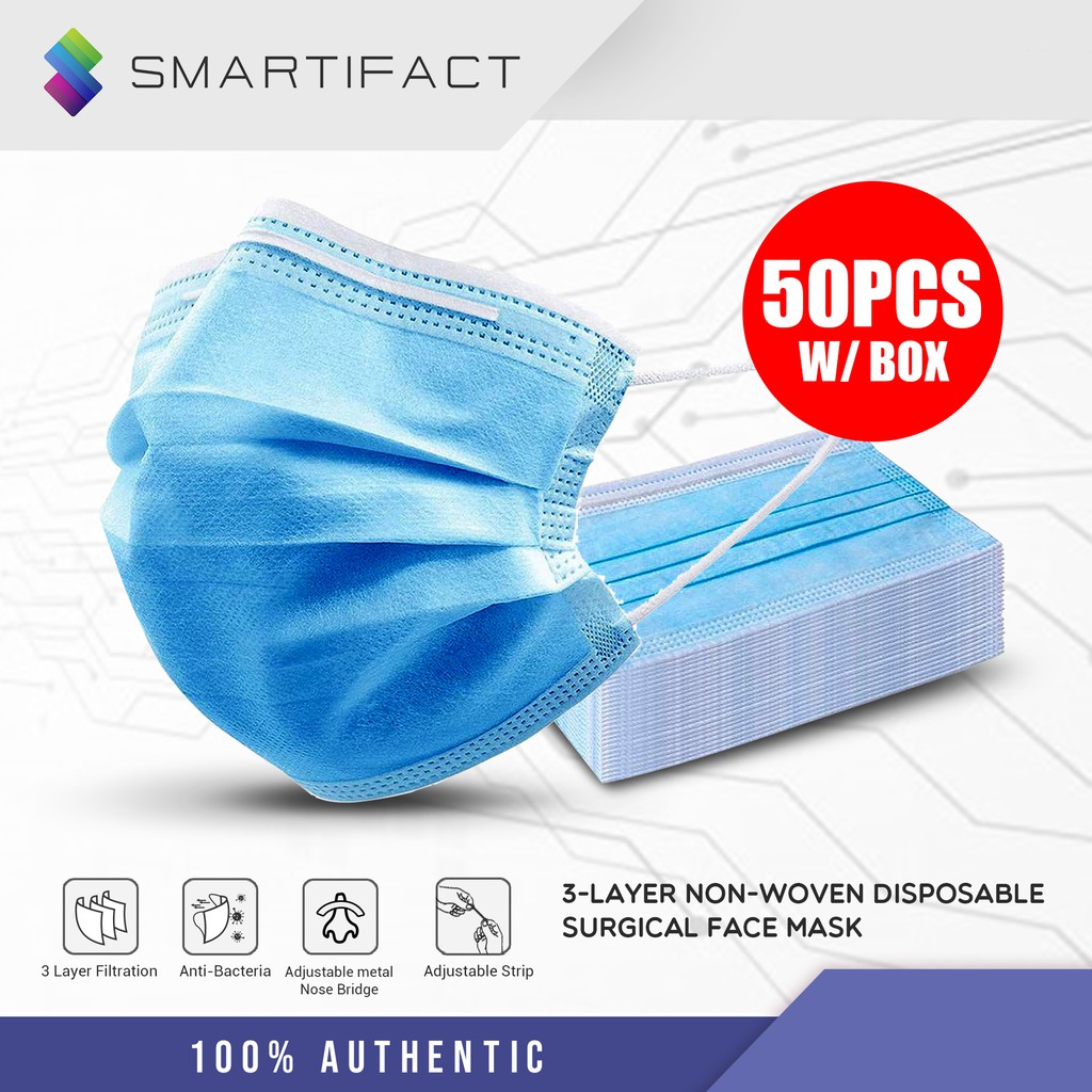 50PCS 3Layer NonWoven and NonMedical Disposable Surgical Face Mask