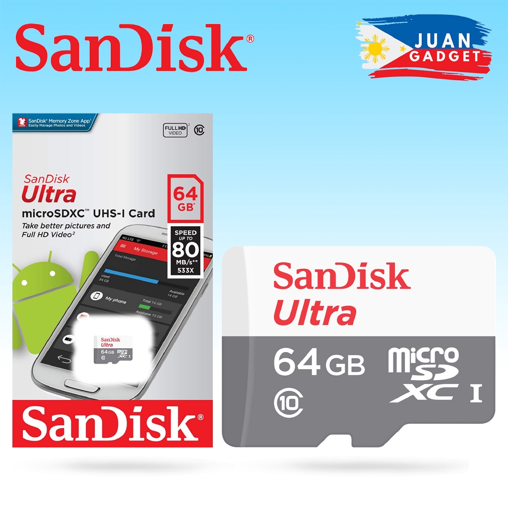 Sandisk Ultra 64GB Micro SD Card SDHC Class 10 80MB/s