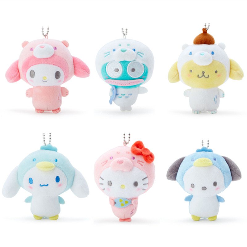 Ice World Pochacco Penguin Plush Keychains Polar Bear Seal Cute Kawaii