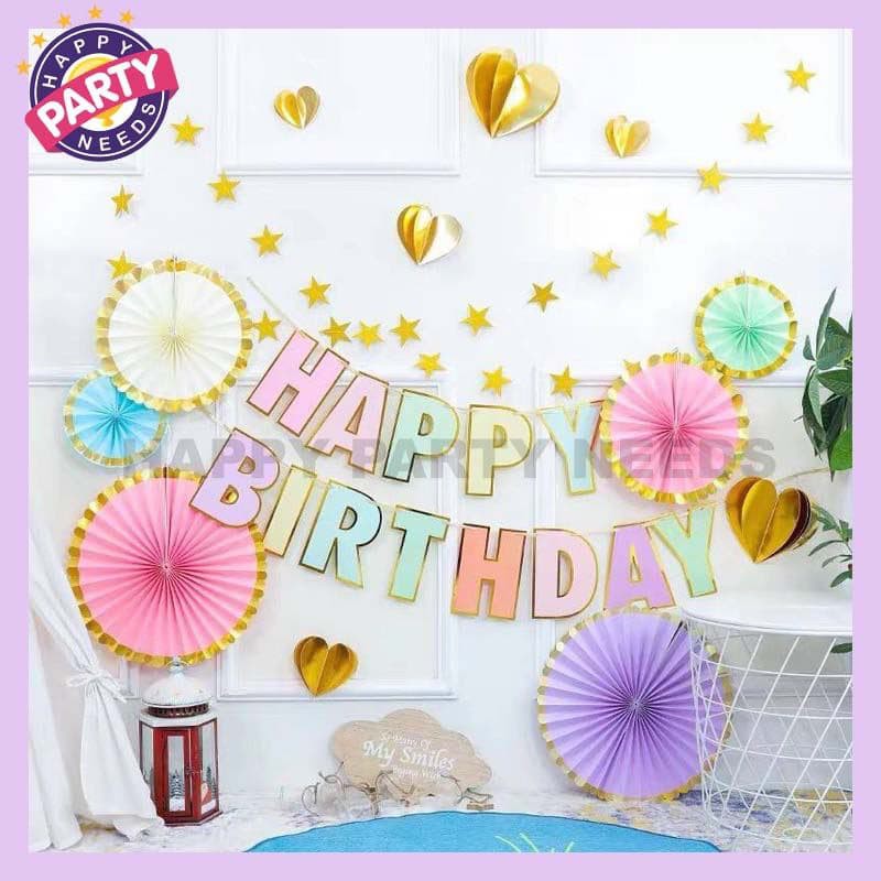 Birthday Banner Pastel Color Birthday Party Decoration Party Supplies
