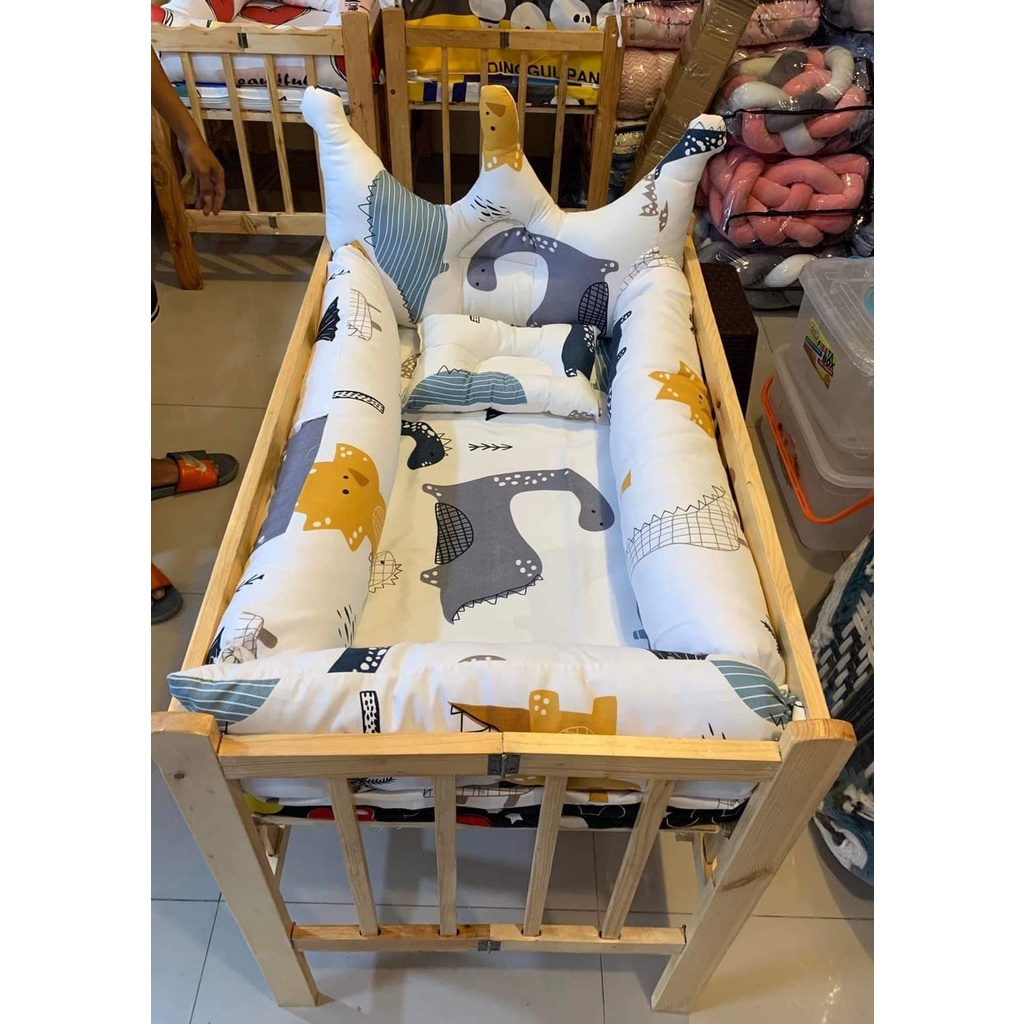 Adjustable crib complete set with URATEX FOAM (big bolsters) Shopee