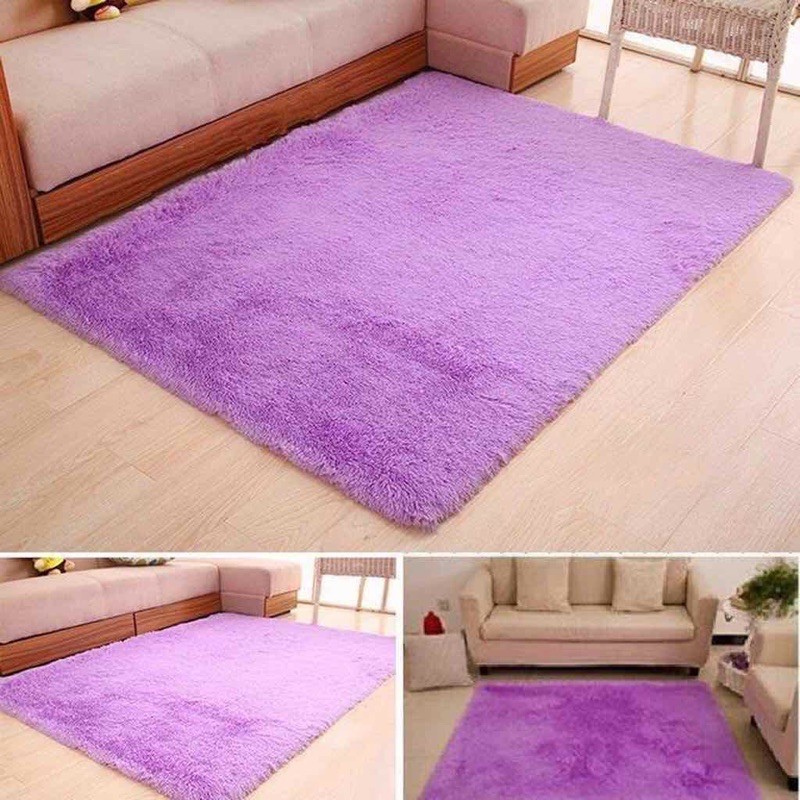 Purple 80cm x 120cm Home Living Fluffy Rugs Shaggy Dining Room Floor