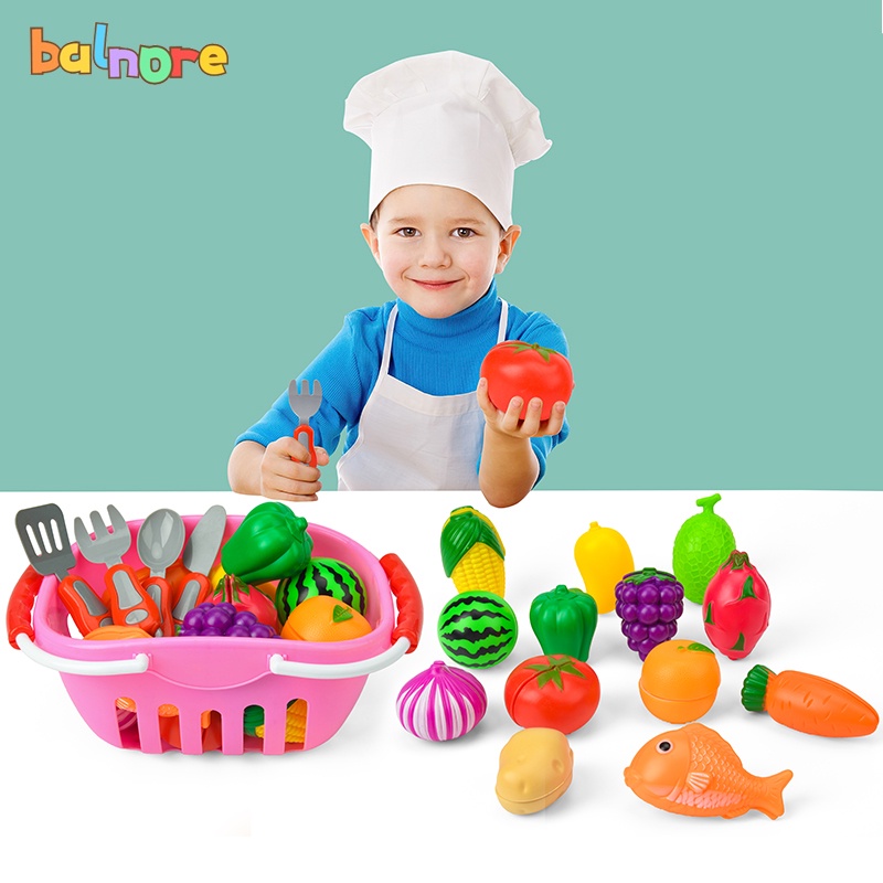 18PCS Velcro Fruit Or Vegetable Cutting Toy, House Kitchen Toy For Kids