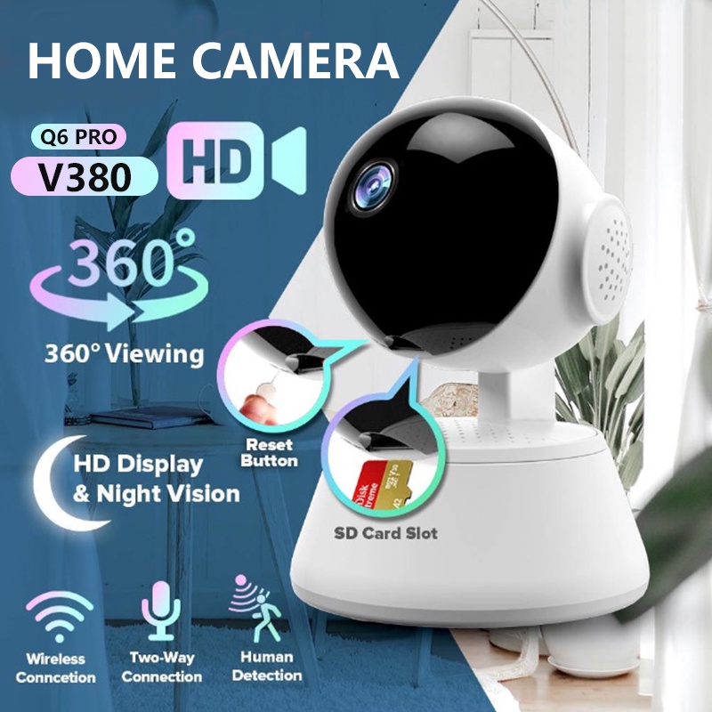 V380 Q6 Pro CCTV Camera Wifi Connect to Cellphone 1080P HD Night Vision
