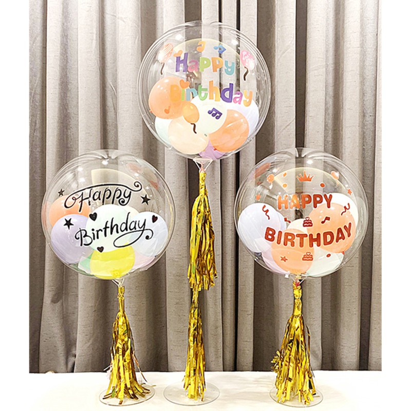 1pcs 10/18/24/36inch BoBo Balloon Transparent Rubber Balloon Birthday Happy Sticker for Party