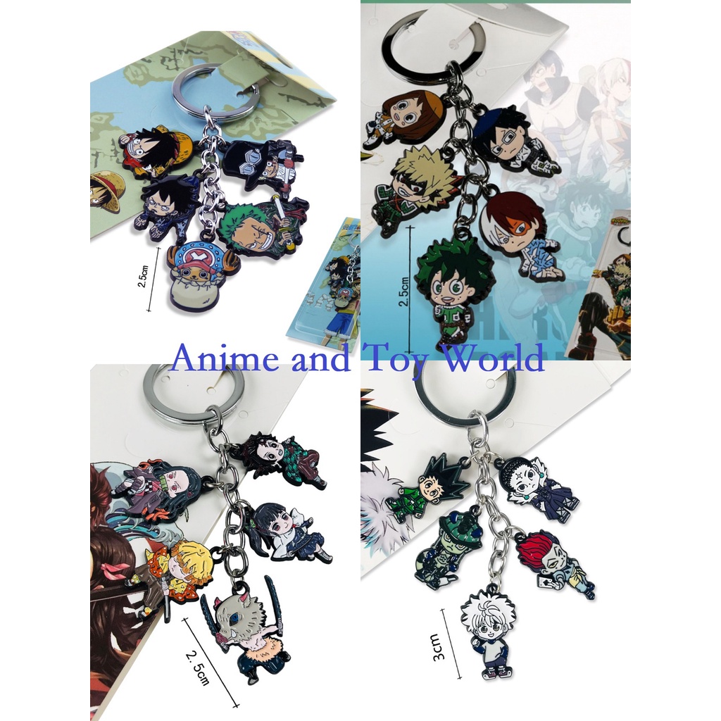 Anime Keychain 5 In 1 Key Chain Demon Slayer,My Hero Academia,Spy x