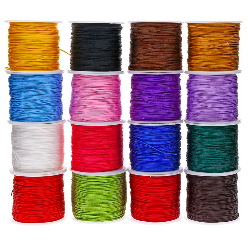 0.8mm 45M/Roll Nylon Cord Thread Chinese Knot Rattail Bracelet Braided