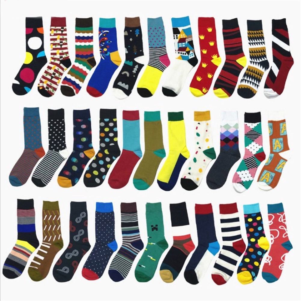 Mens Cotton Happy Socks Colorful Fancy Sock Dress Socks Shopee