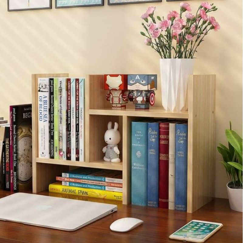 Small Desk Bookshelf Bookcase Office Storage Rack Simple Desktop Shelf