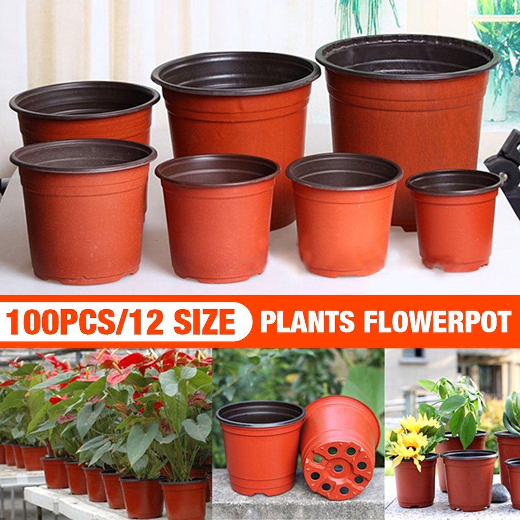100Pcs Flower Pot Plastic Plant Pots Desktop Potted Soft Nursery Garden