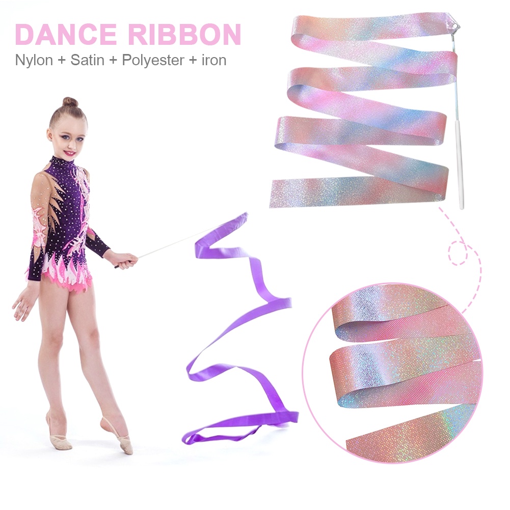 2M Flashing Star Gym Ribbons Dance Ribbon Rhythmic Art Gymnastics