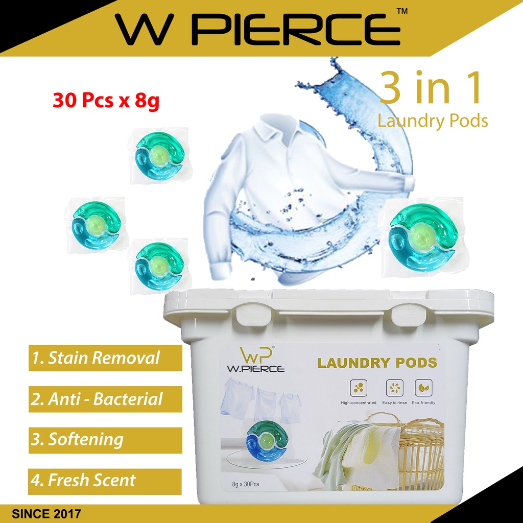 Wpierce 3 In 1 Laundry Pods Capsules Kills 99.9 Germs Long Lasting