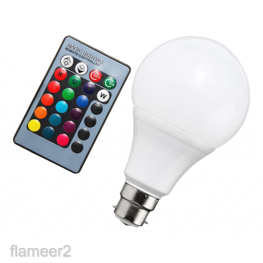 REMOTE CONTROL COLOUR CHANGING DIMMABLE LIGHT BULB BC B22 LED RBG POWERSAVE