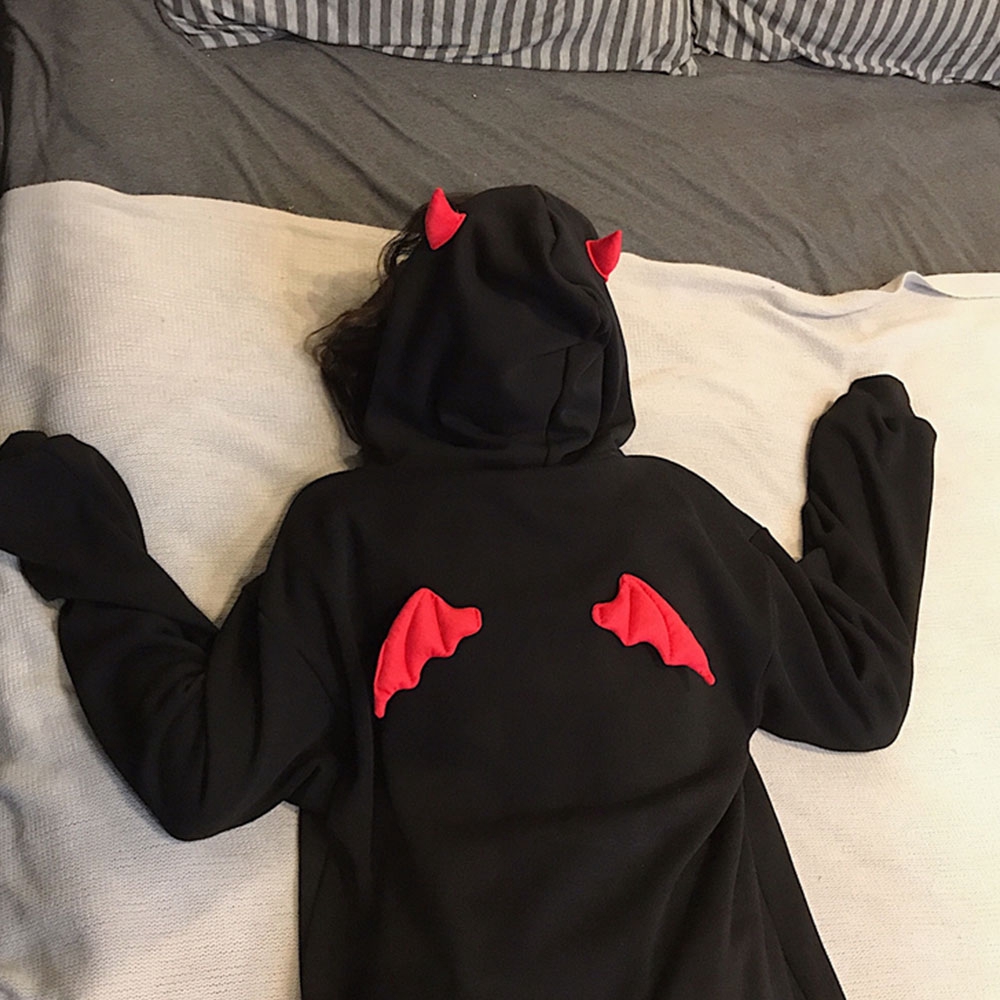 Devil Horn Hoodie Streetwear Devil Hoodie Gothic Hooded