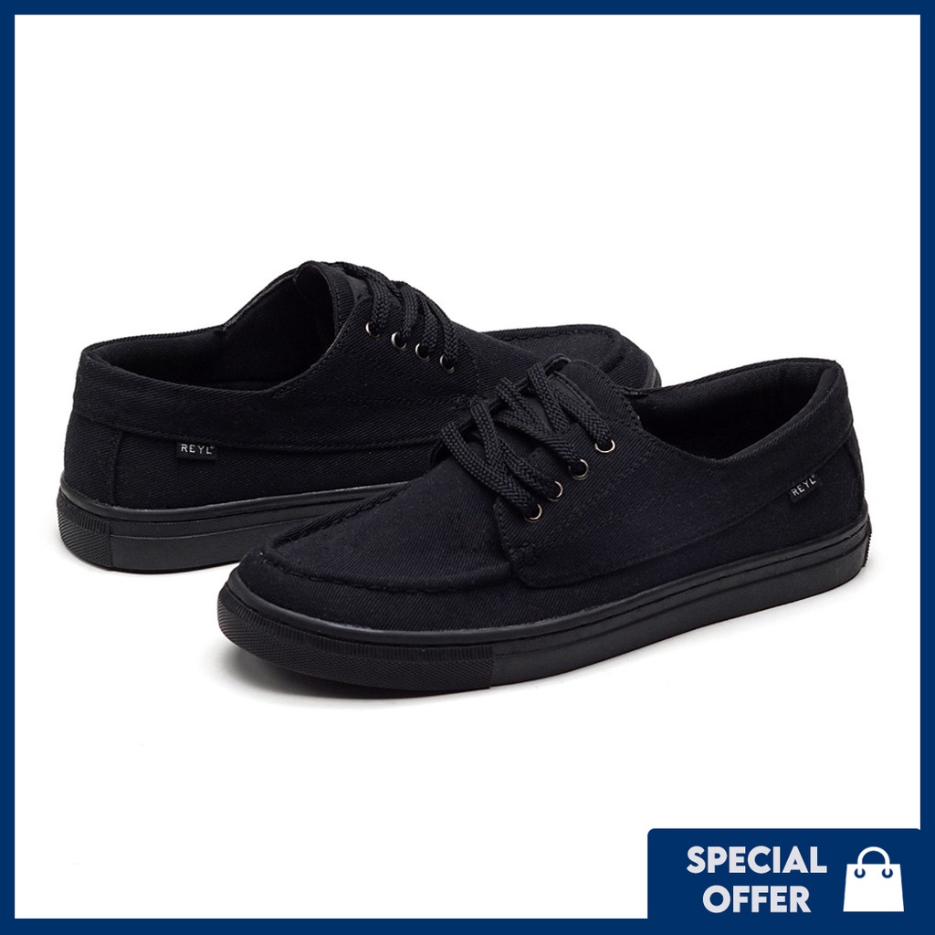 Jams FULL BLACK Vintage Canvas Casual Shoes Men Boat Sneakers Street