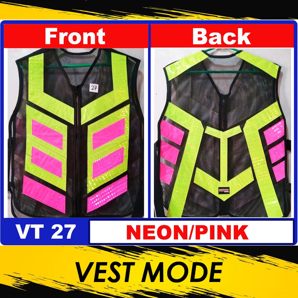 VT27 Motorcycle Rider High Visibility Safety Vest Reflectorized