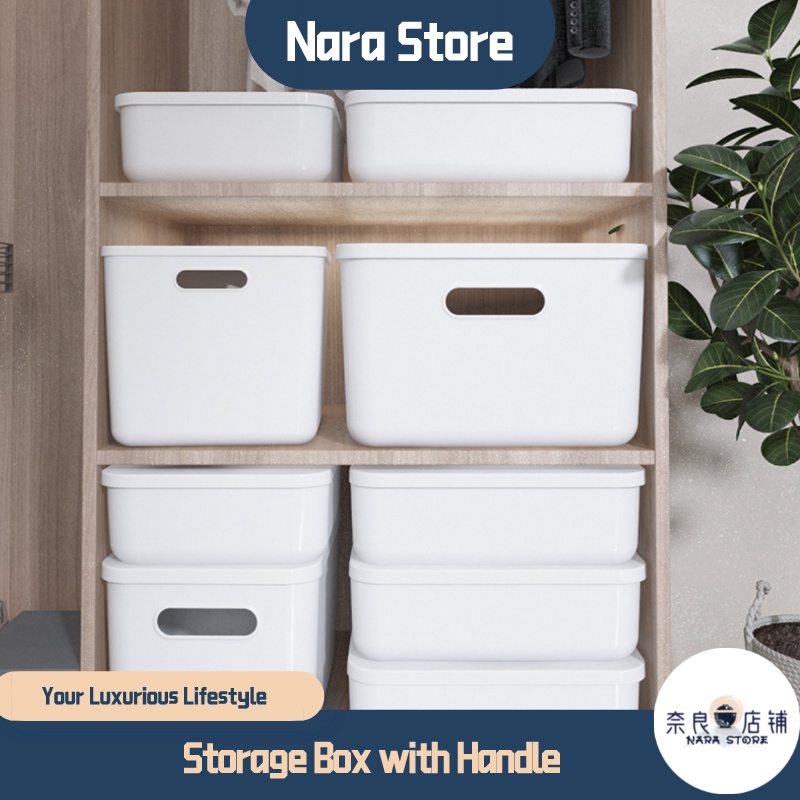 White Storage Container with lid & Handle Stackable / Organisation Bin