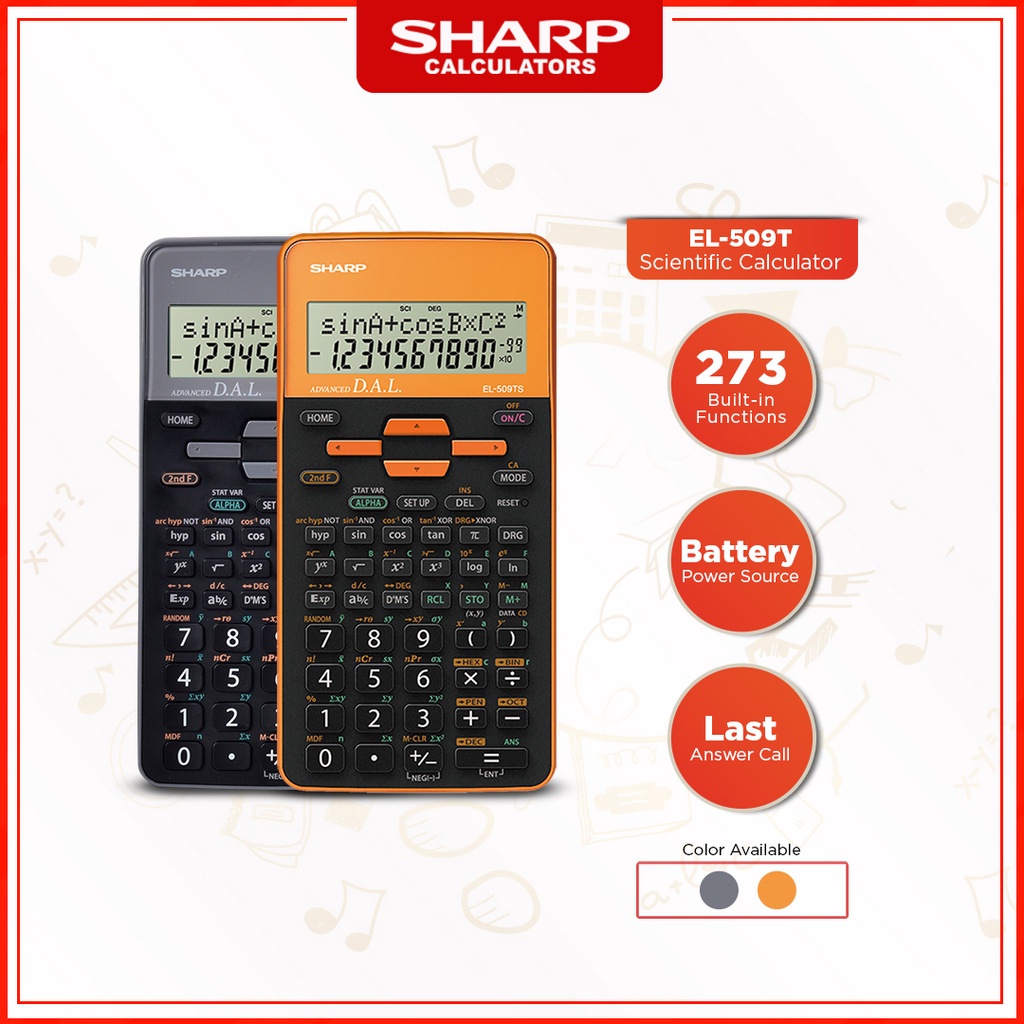 Sharp Calculators EL509T 273 Functions and 2Line Display Scientific
