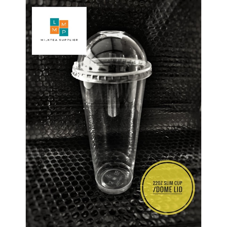 Plastic Cups / Milk tea Cups 22oz Slim Cup with Dome Lids Cups 90mm
