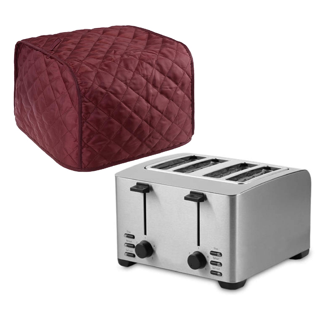 Polyester Quilted Four Slice Toaster Appliance DustProof Cover (Red