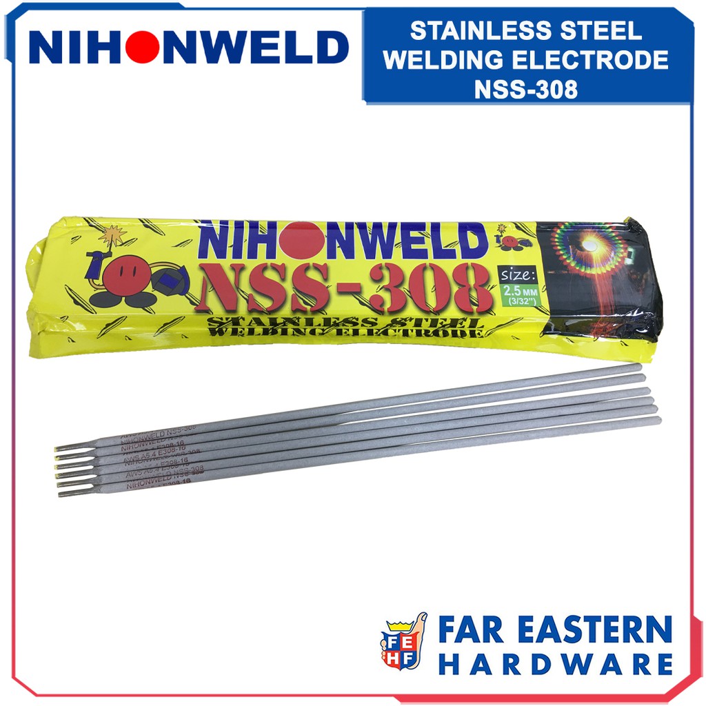 NIHONWELD Stainless Steel Welding Rod Electrode NSS308 1/16 5/64 1/8 3/32 5/32 1 KG Shopee