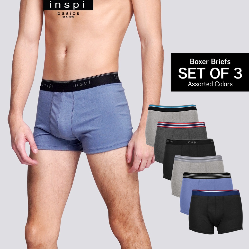 INSPI Basics 3pcs Set Boxer Brief for Men Boxers Shorts Assorted Colors