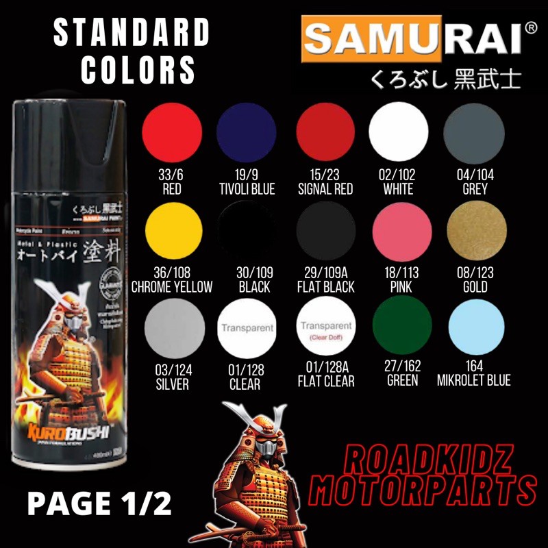 SAMURAI PAINT 🇲🇾 STANDARD COLORS Shopee Philippines