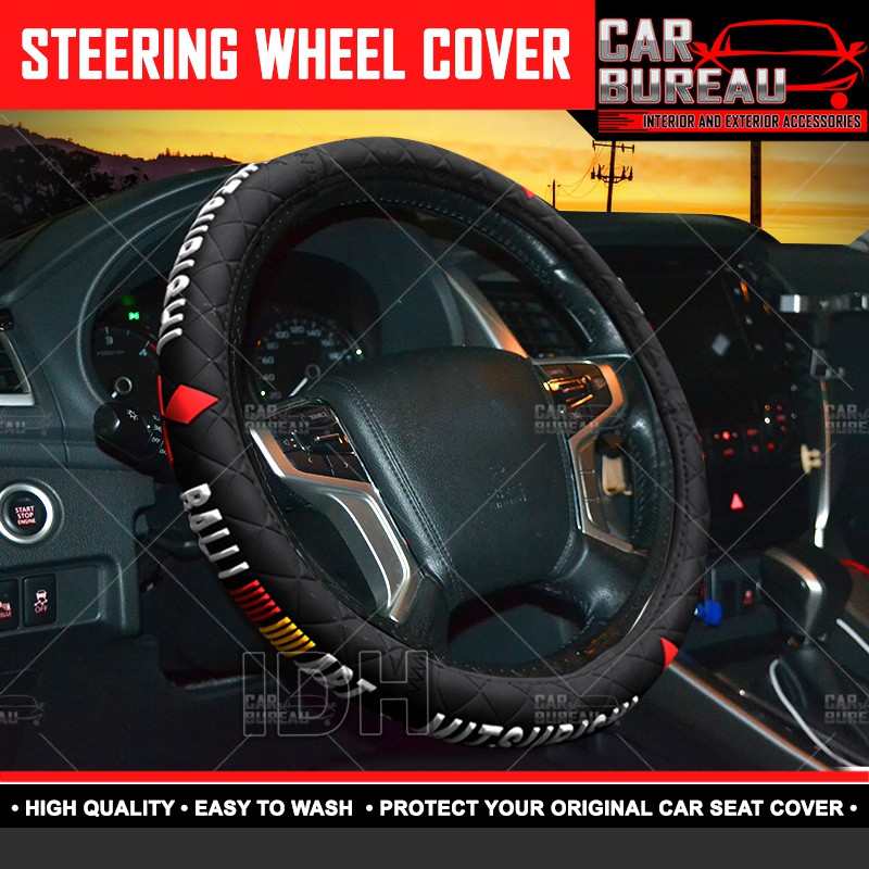 Mitsubishi Racing Car Steering Wheel Cover Handle 38CM SWCMitBlack