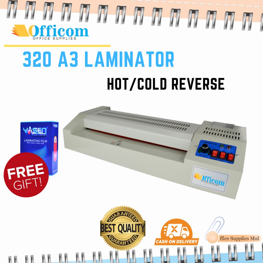 Laminator Machine A3 320 Hot and Cold Laminator with FREE 65x95 125microns Laminating