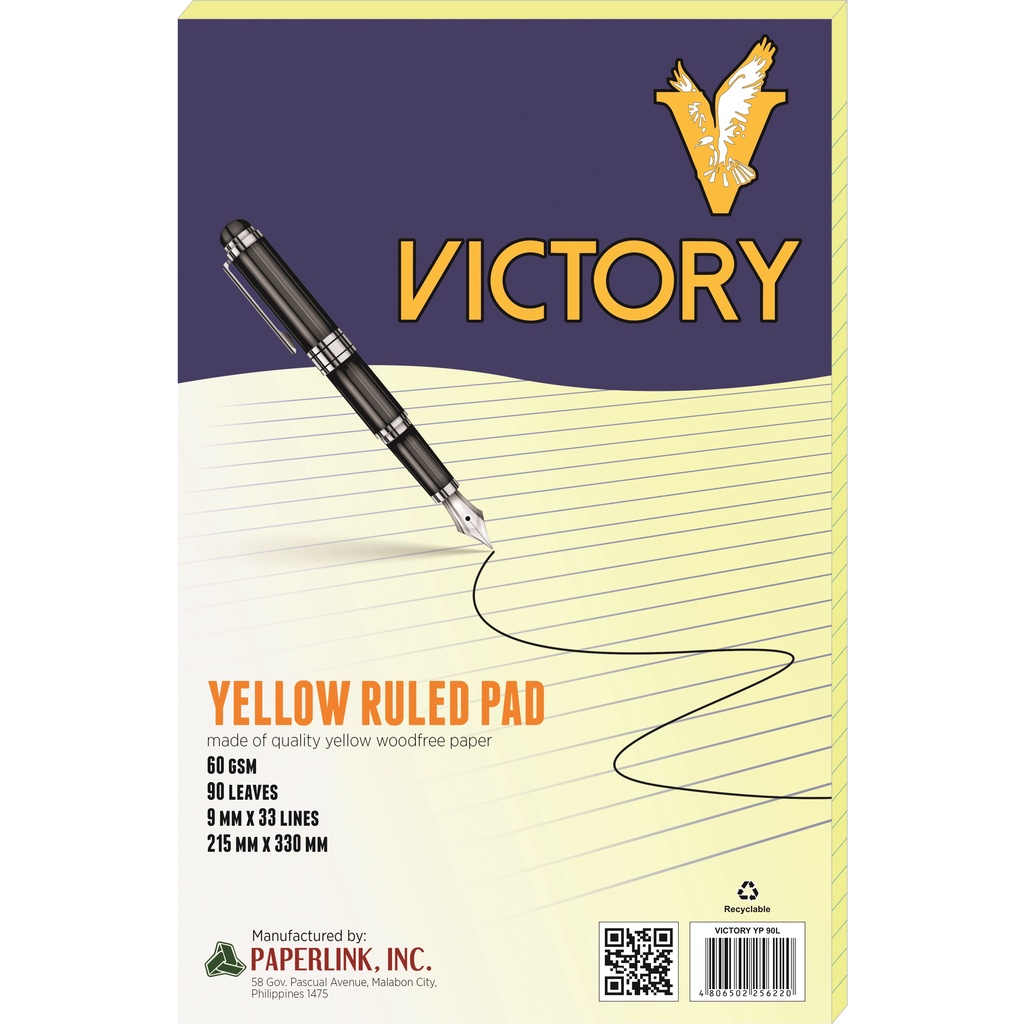 Victory Yellow Ruled Pad 90 leaves sold per pads 60GSM Shopee Philippines