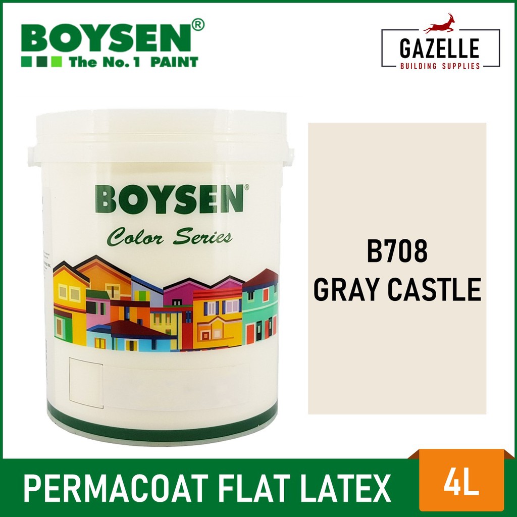 Boysen Permacoat Flat Latex Gray Castle B708 Acrylic Latex Paint 4L