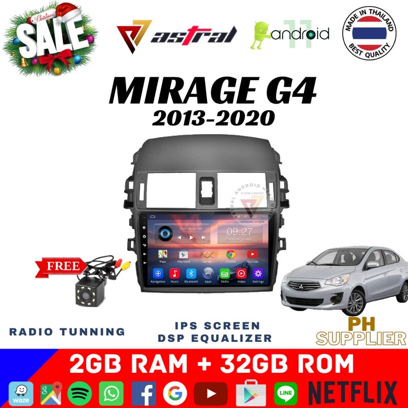 ASTRAL 2GB+32GB MITSUBISHI MIRAGE G4 20132020 ANDROID HEAD UNIT