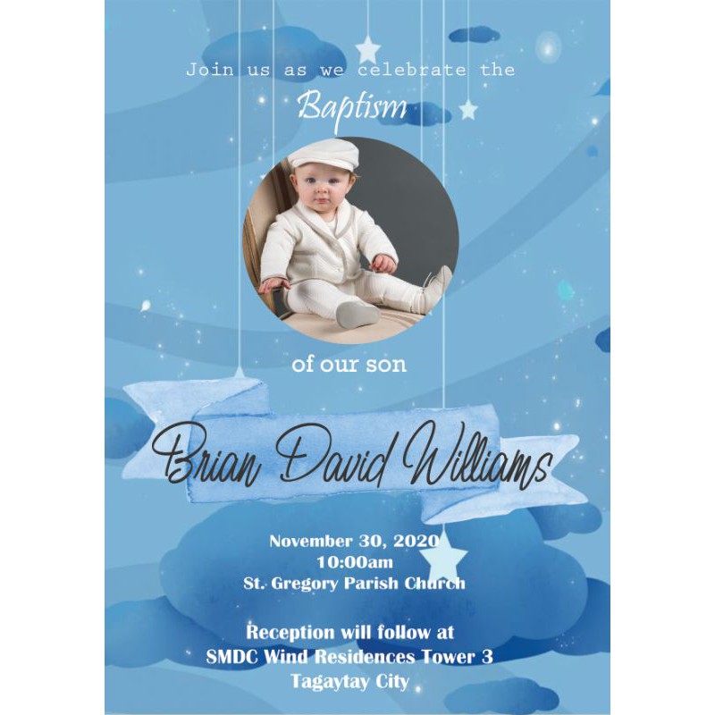 Cheapest Christening Invitation for Baby Boy Shopee Philippines
