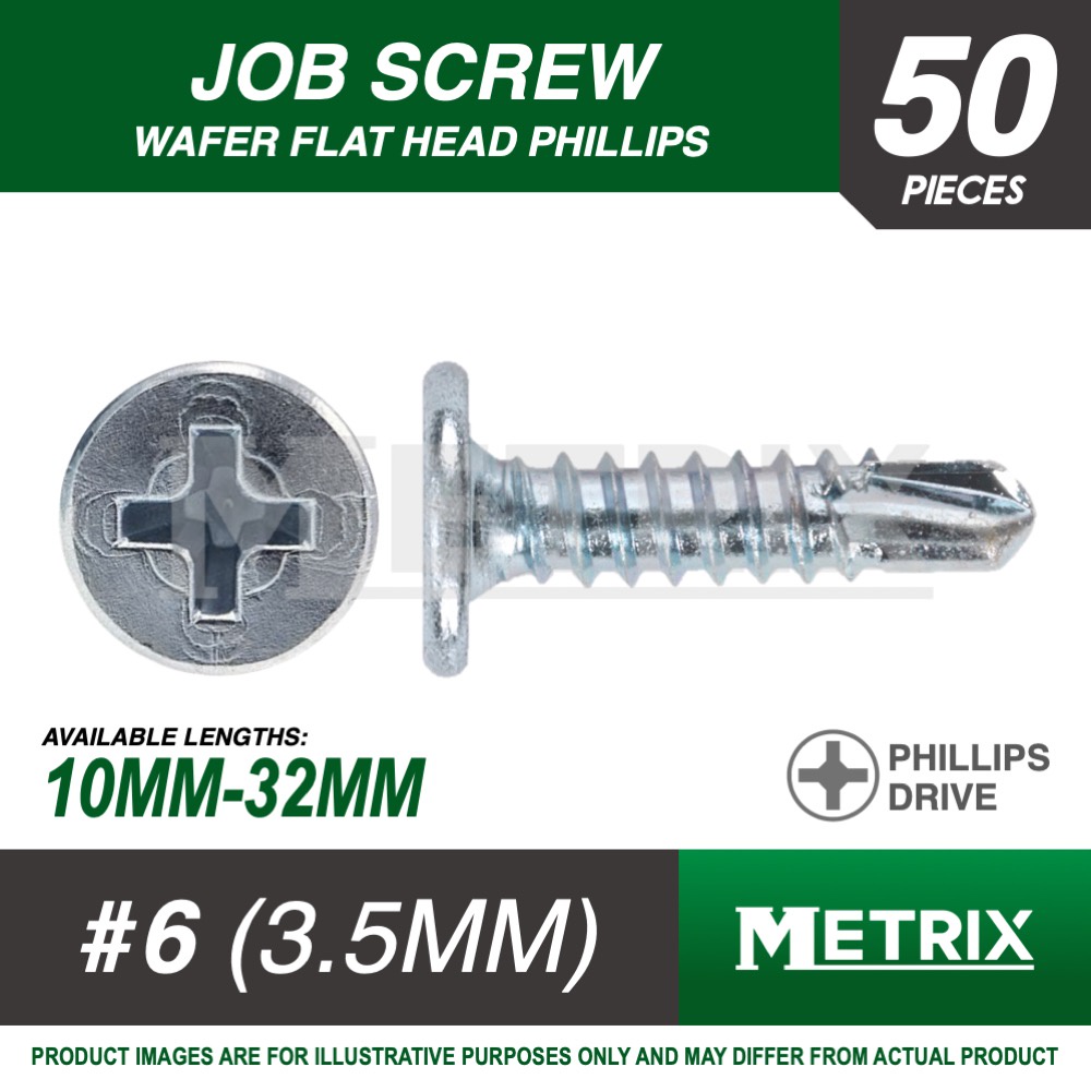 50pcs 3.5MM Wafer Flat Head Phillips Self Drilling Screw / Job Screw 6