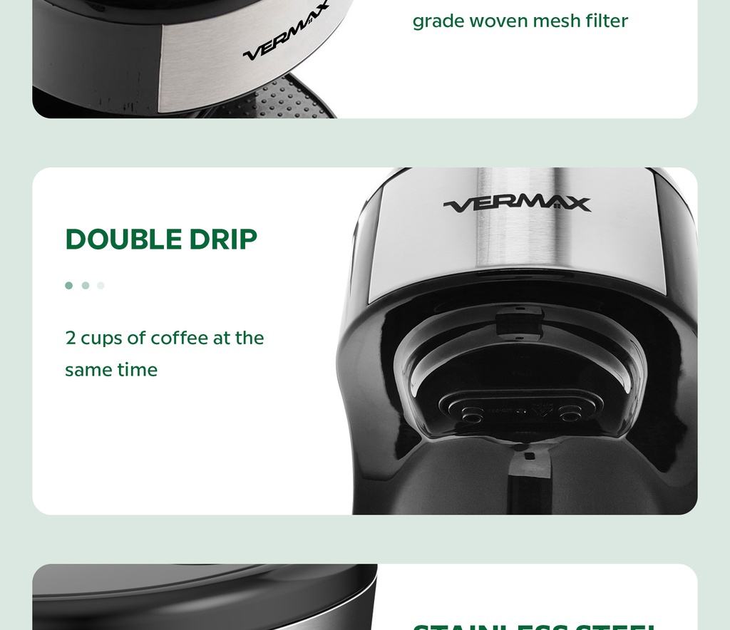 Vermax Coffee Maker 2 cup drip coffee maker Coffee machine Espresso