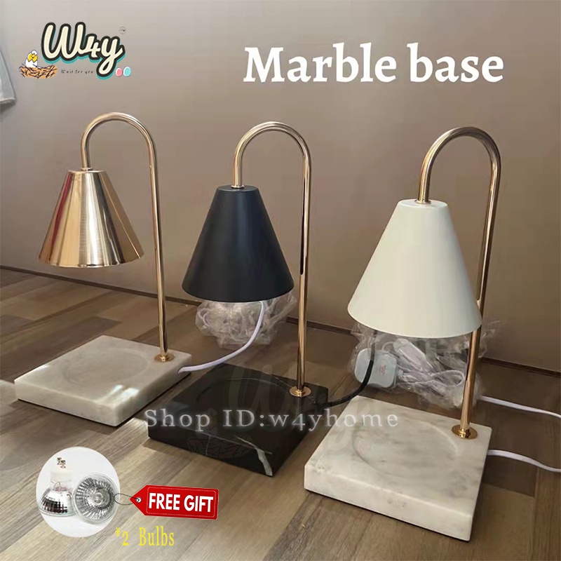 [ W4Y ] Marble Base Candle Warmer Lamp Melting Wax Light Scented Candle light Dimming Table Lamp