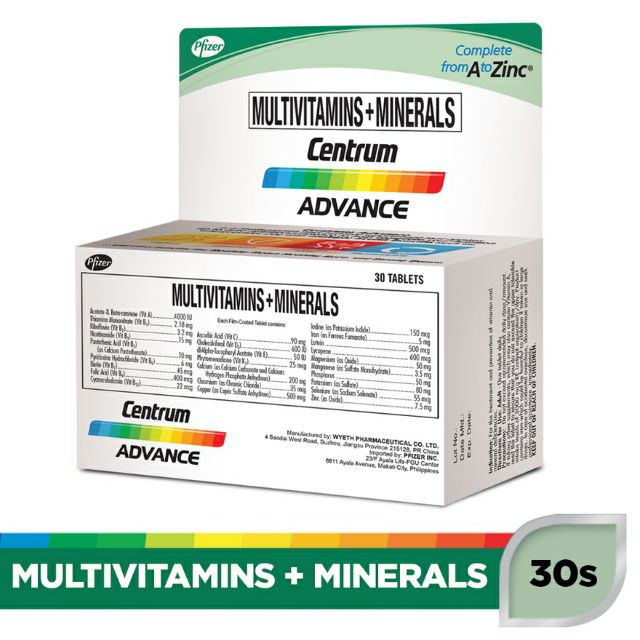 Centrum Advance Multivitamins and Minerals 30 tablets per box Shopee