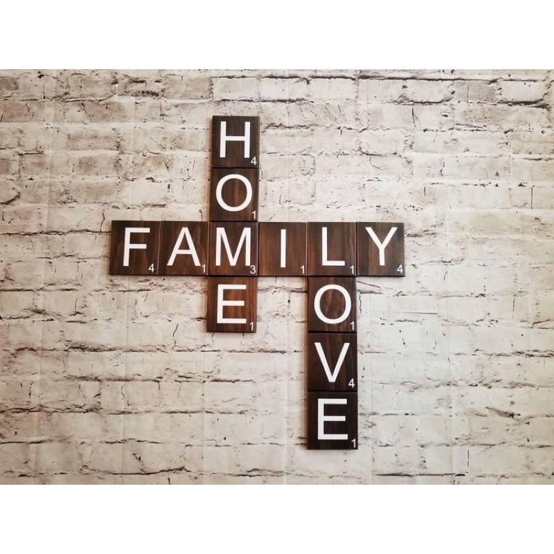 Pure Wooden Scrabble PresetHome Family LoveWall DecorReady to Mount