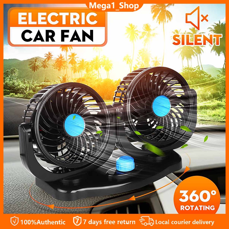 Original Car Electric Fan 12V 24V Dual Head Fan Truck Vehicle Portable