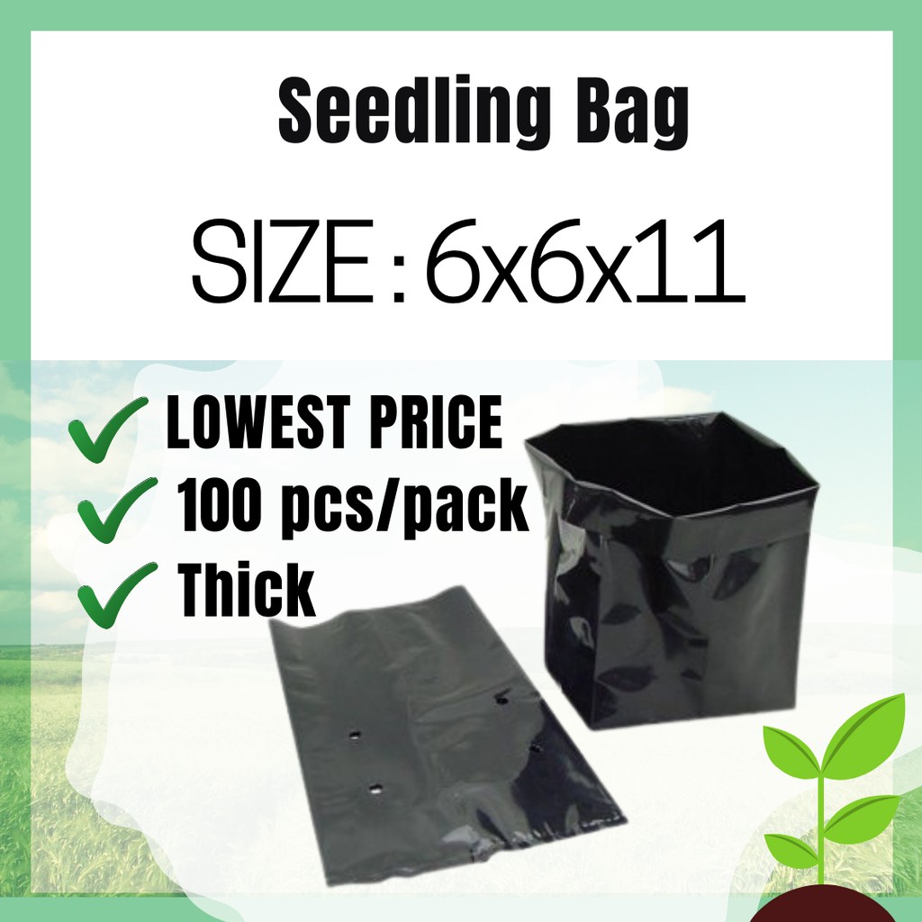 Plastic Seedling Bag 100 pcs Black Size 6x6x11 Shopee Philippines