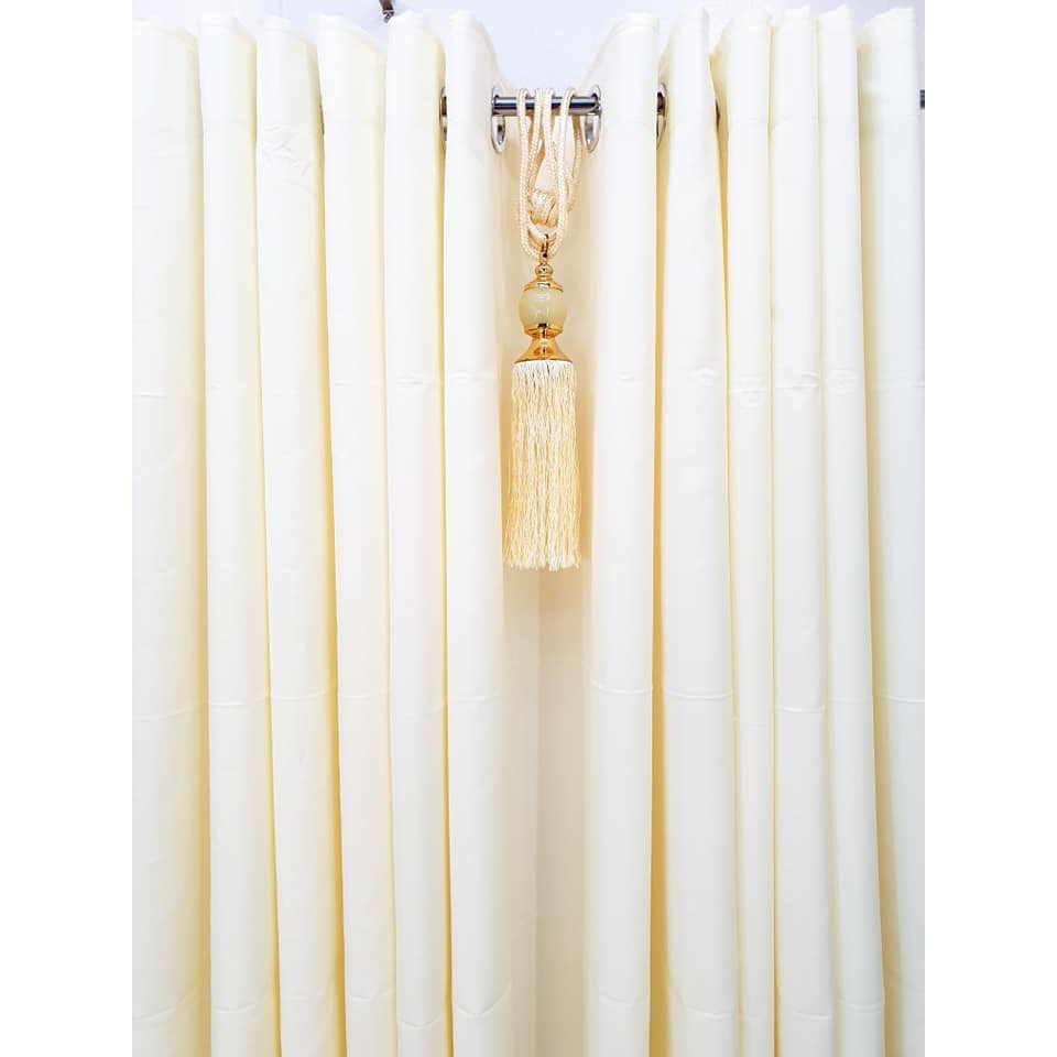 DIRTY WHITE (Yellowish) LUCKY BETTINA PLAIN RING CURTAIN (7FT LONG