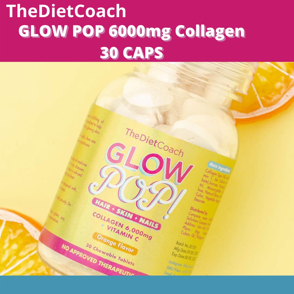 The Diet Coach GLOW POP Collagen chewable tablets 6000mg Shopee