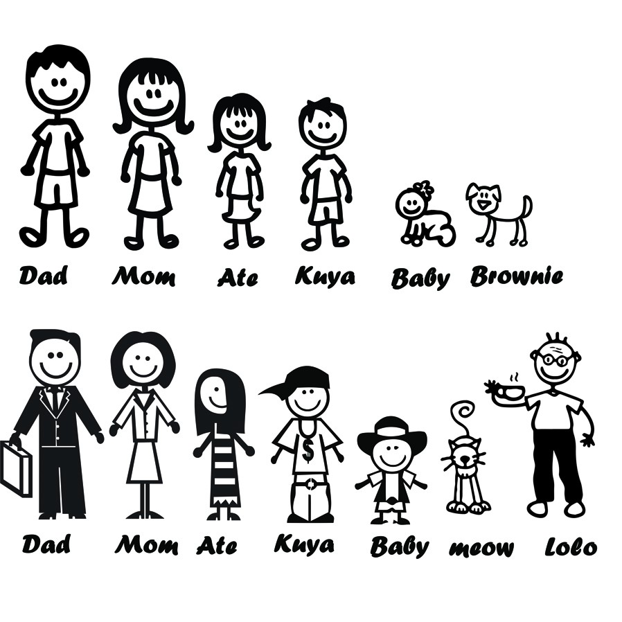 Reflective Family Sticker FOR CARS[Price posted is per character