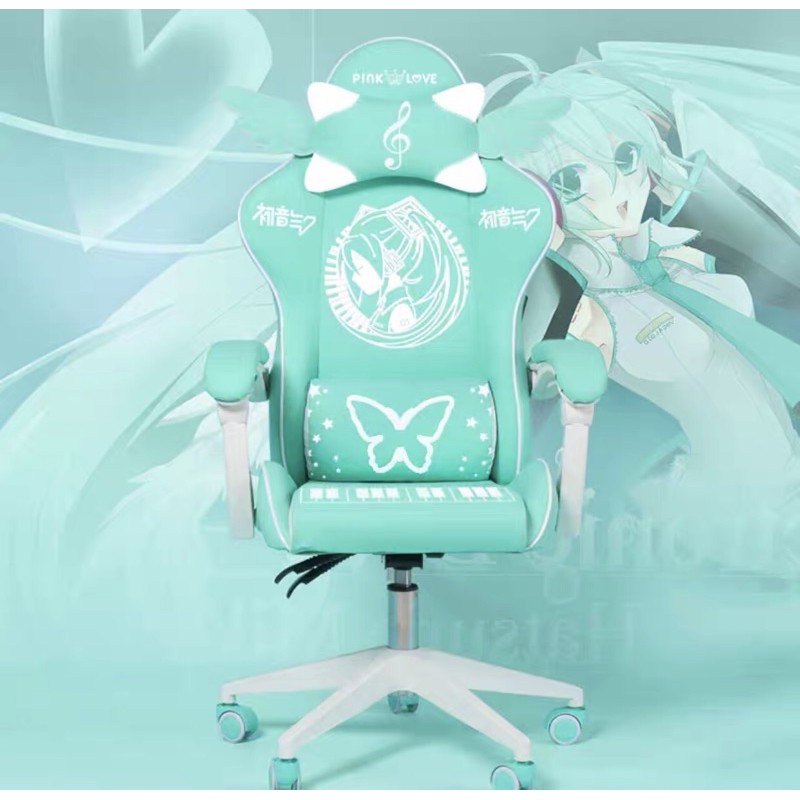 [COD] Mint Green Gaming Computer Study Swivel Adjustable Cute Girl