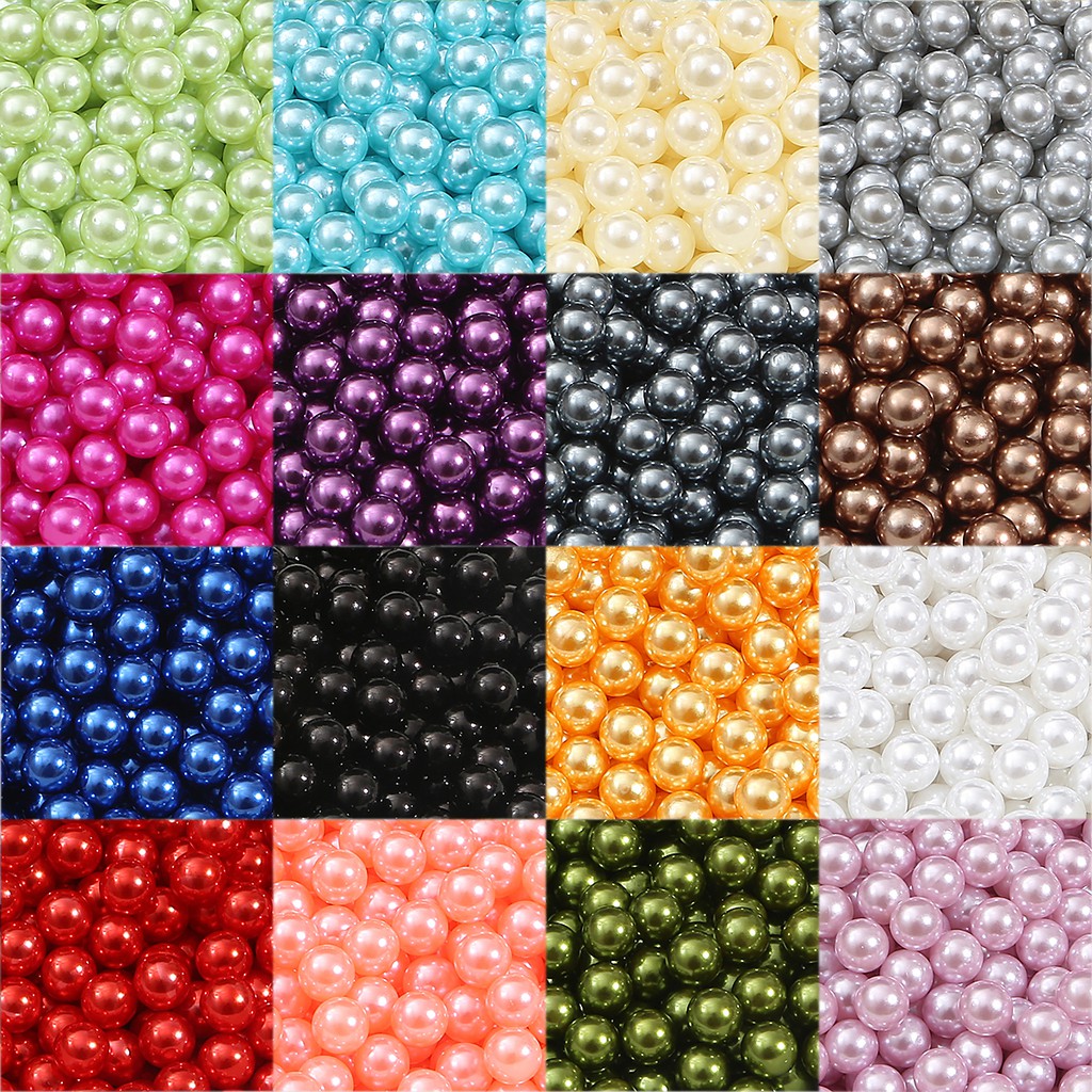 ABS Imitation Pearl Beads 3/4/6/8/10MM NO HOLE DIY Round Plastic