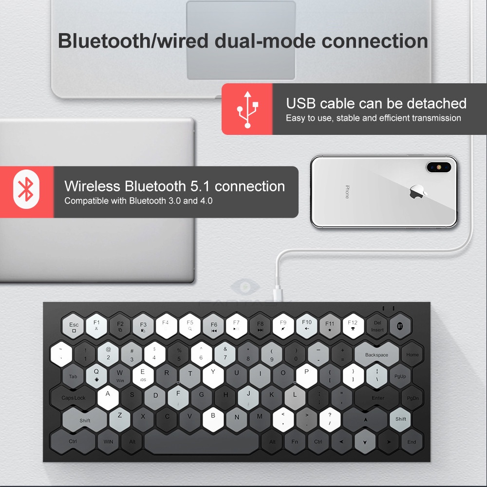 Mofii Phoenix Wireless Bluetooth Rechargeable Keyboard 83 Key Mini