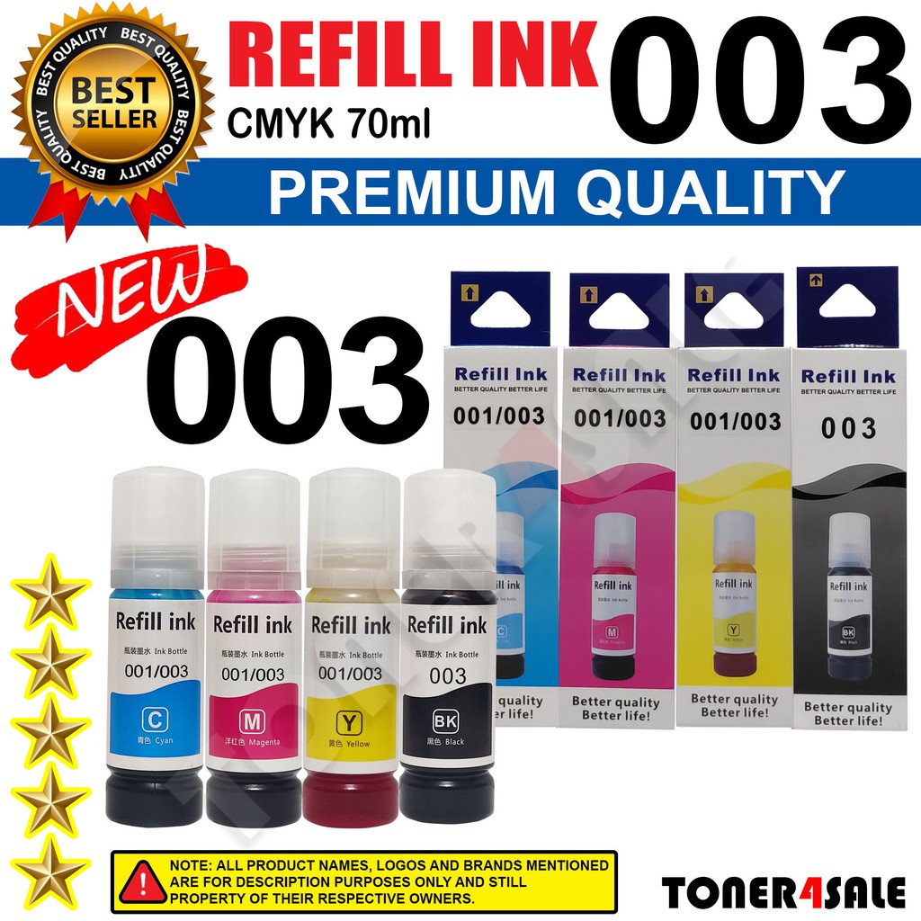 Refill Ink 003 For Epson L3110 L3210 L1110 L1210 L1250 L3116 L3216